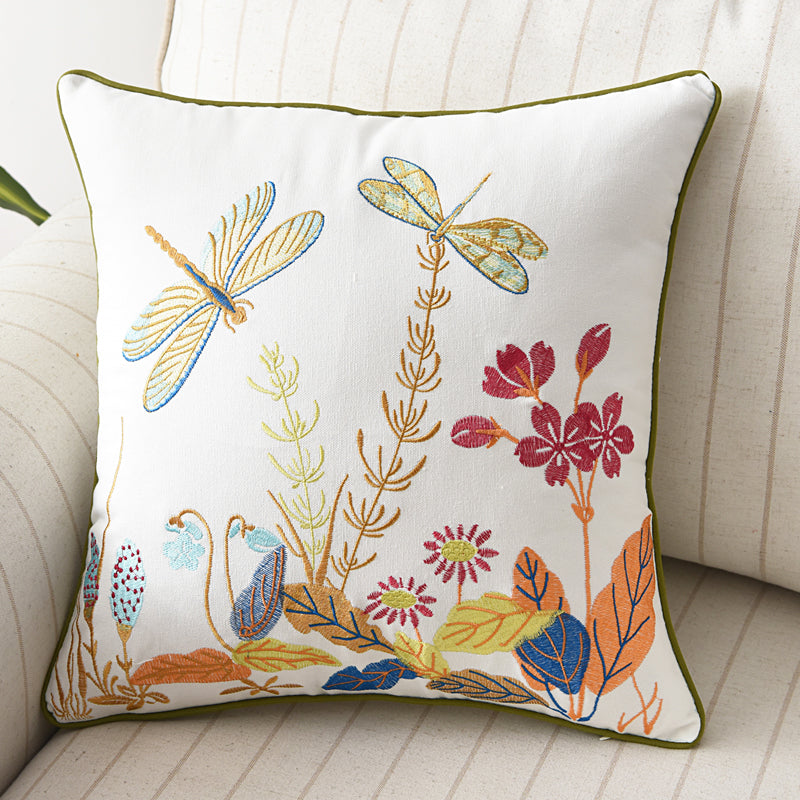 Butterfly Peacock Floral Three-dimensional Embroidery Cushion Cover - Adore India