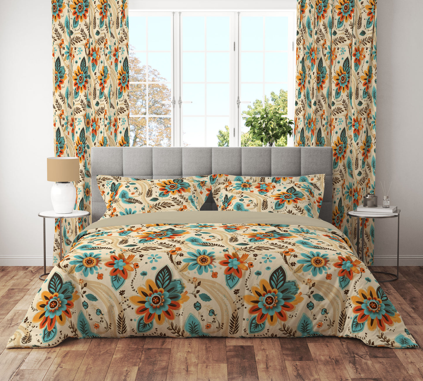 Vintage Boho Daisy Floral Reversible Quilt Cover Set - Adore India