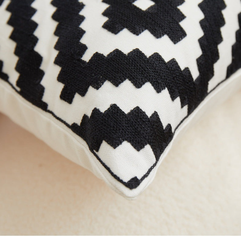 Embroidery Modern Geometrical Living Room Sofa Cushion Cover - Adore India