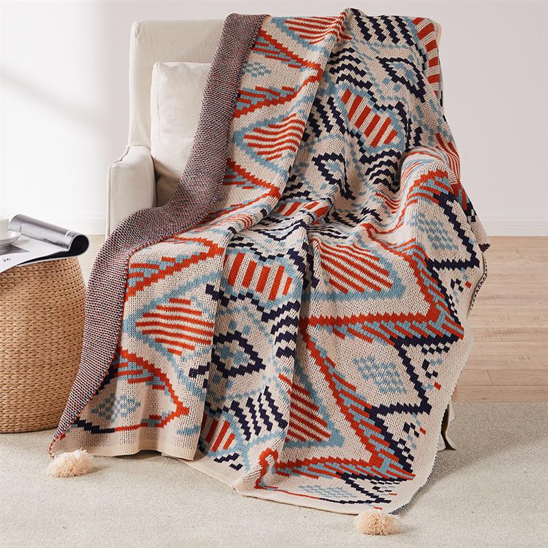 New Jacquard Bohemian Knitted Shawl Blanket - Adore India