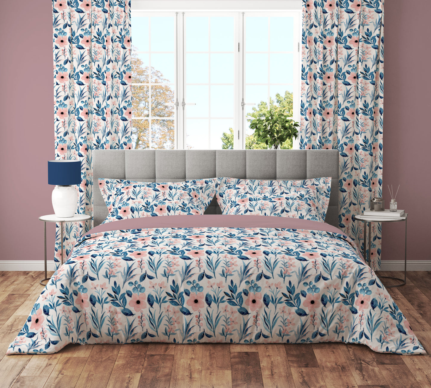 Water Colour Blue Pink Pastel Art Quilt Cover Set - Adore India