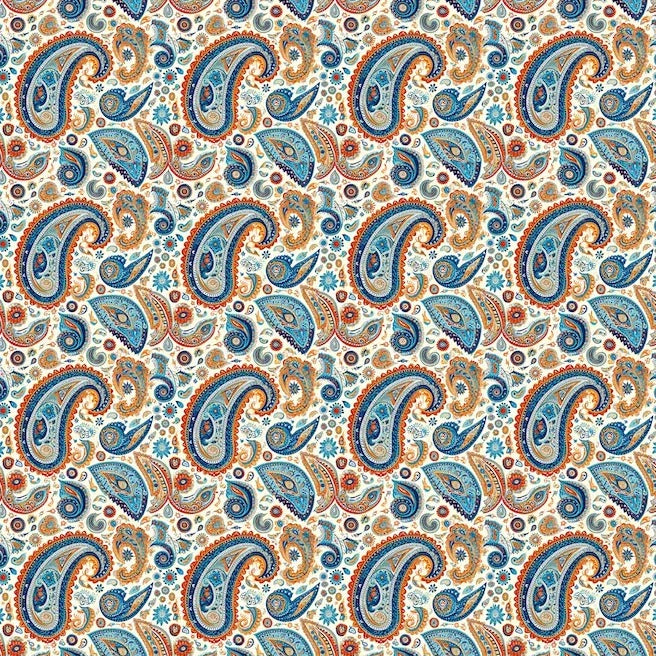 Vintage Orange Blue Floral Paisley Cotton Reversible Quilt Cover Set - Adore India