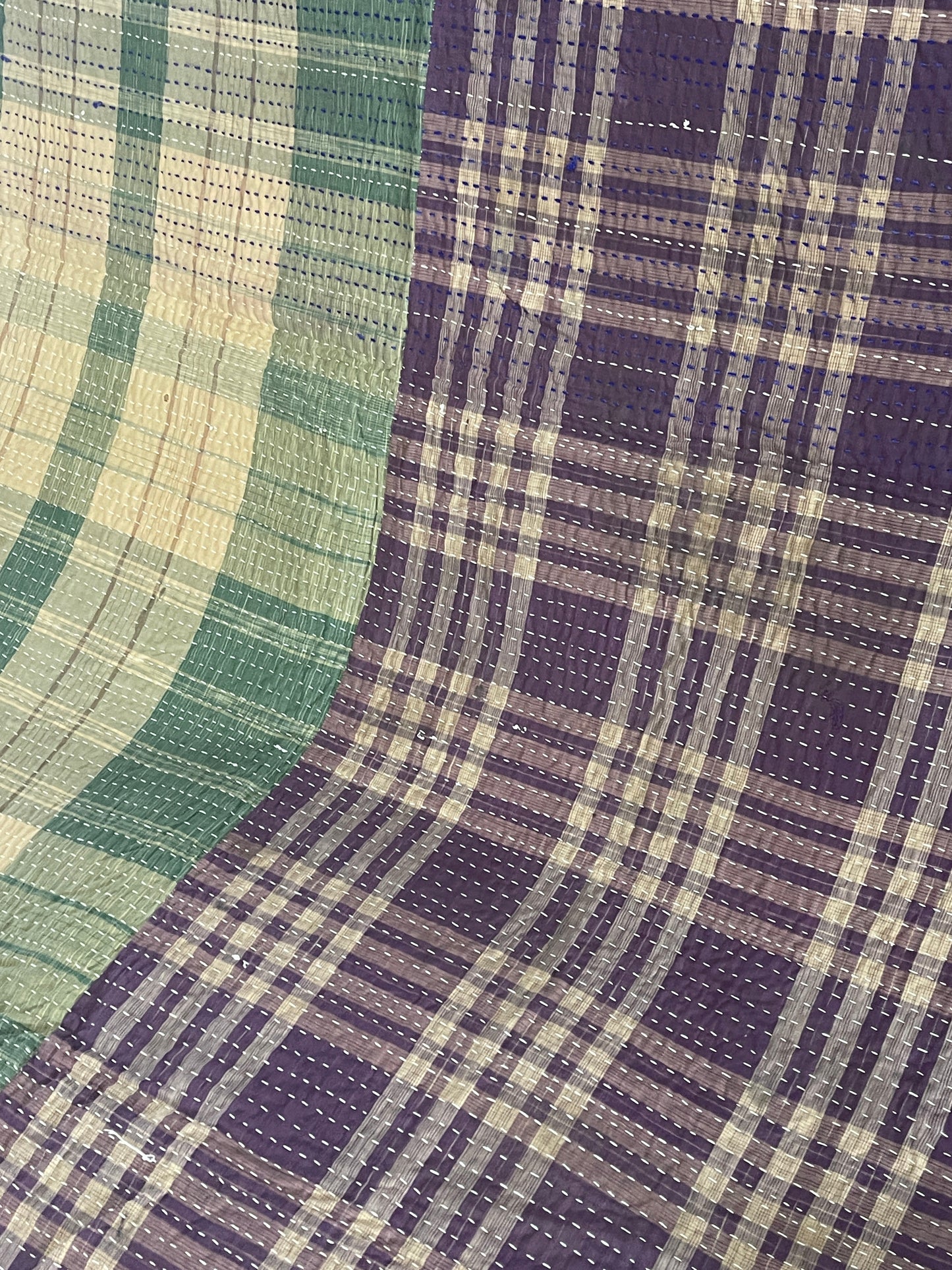 Indian Handmade Cotton Vintage Kantha Quilt Bedspread Throw- Ragini - Adore India