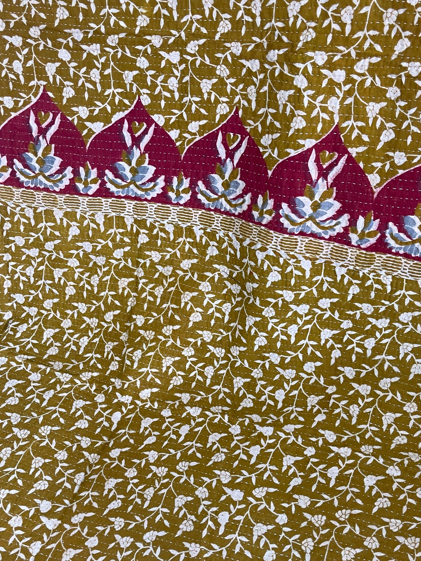 Indian Handmade Reversible Vintage Kantha Quilt Bedspread Throw Surbhi - Adore India