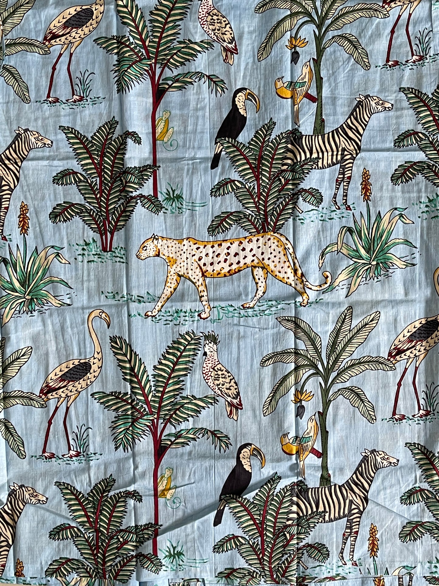 Cotton Safari Animal Printed Sky Blue Kimono Kaftan Bathrobe