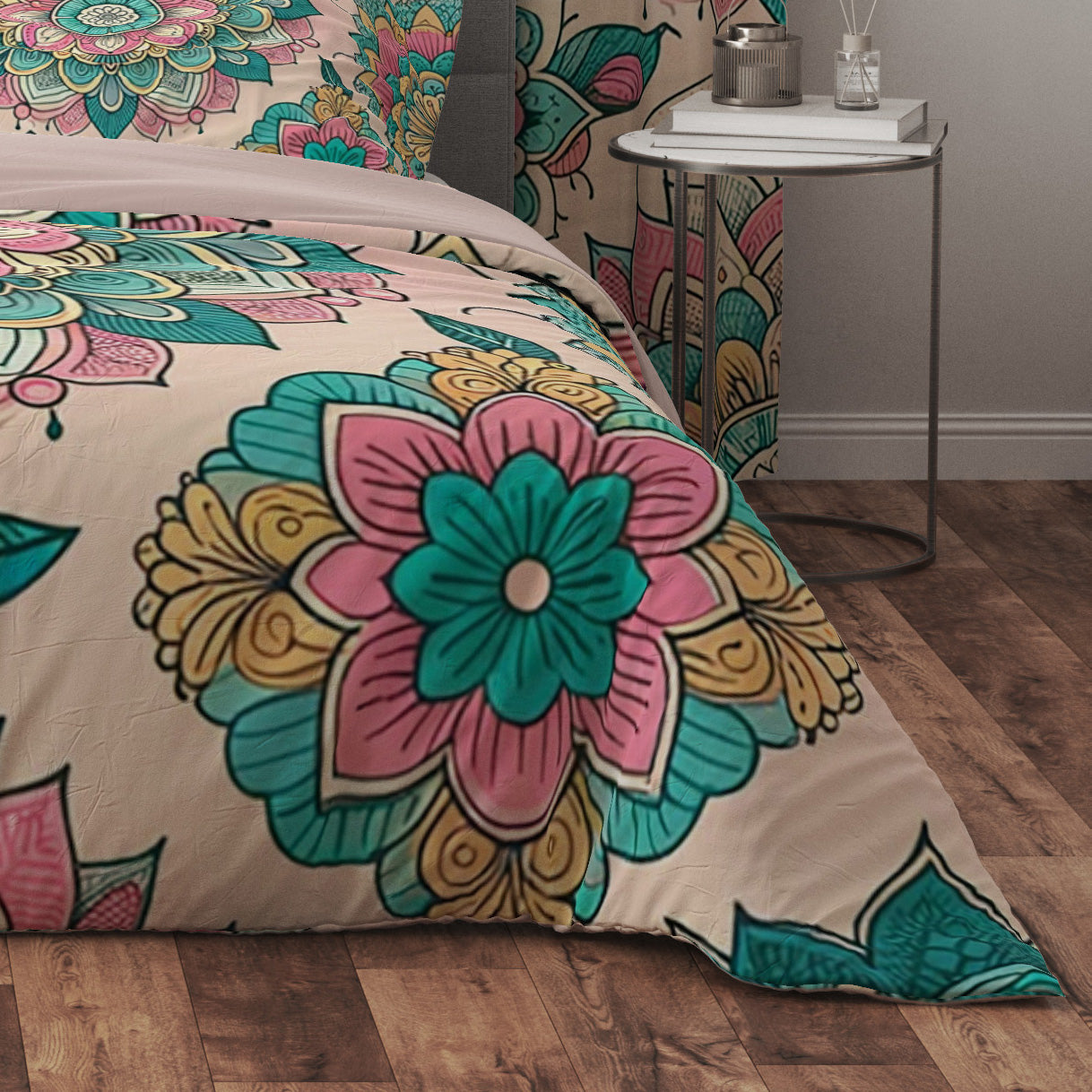 Bohemian Pink Magic Mandala Reversible Quilt Cover Duvet Cover Set - Adore India