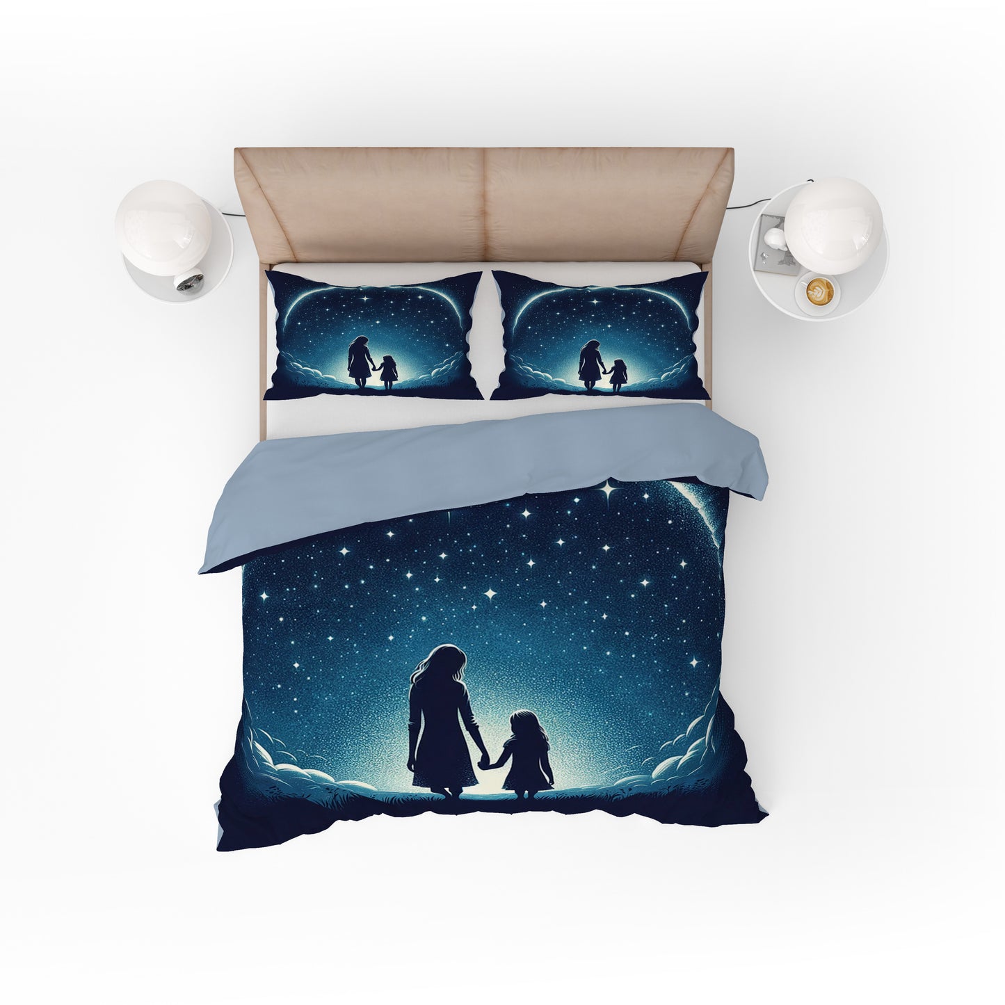 Beautiful Mandala Mother Daughter Under Star Cotton Reversible Quilt Cover Set For Mothers - Adore India