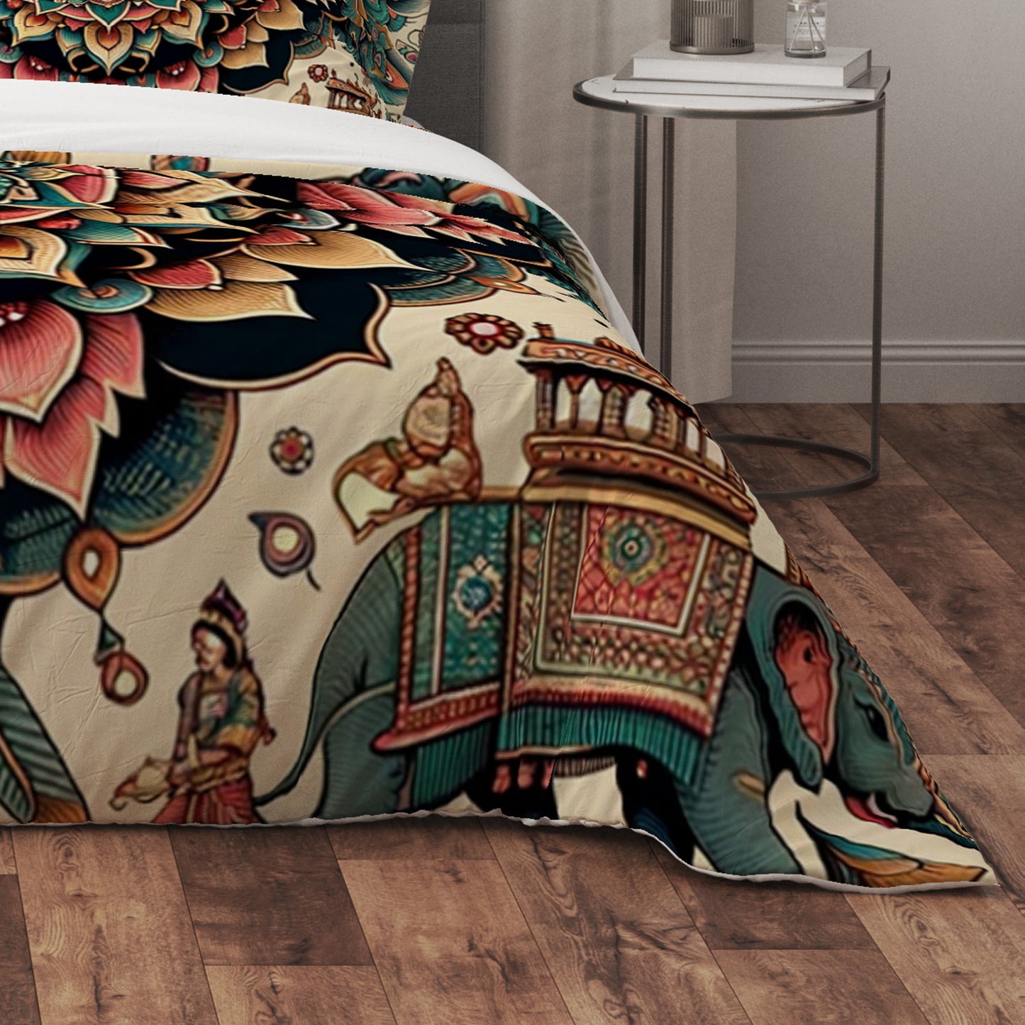 RedGreen Indian Mandala Reversible Quilt Cover Duvet Cover Set - Adore India