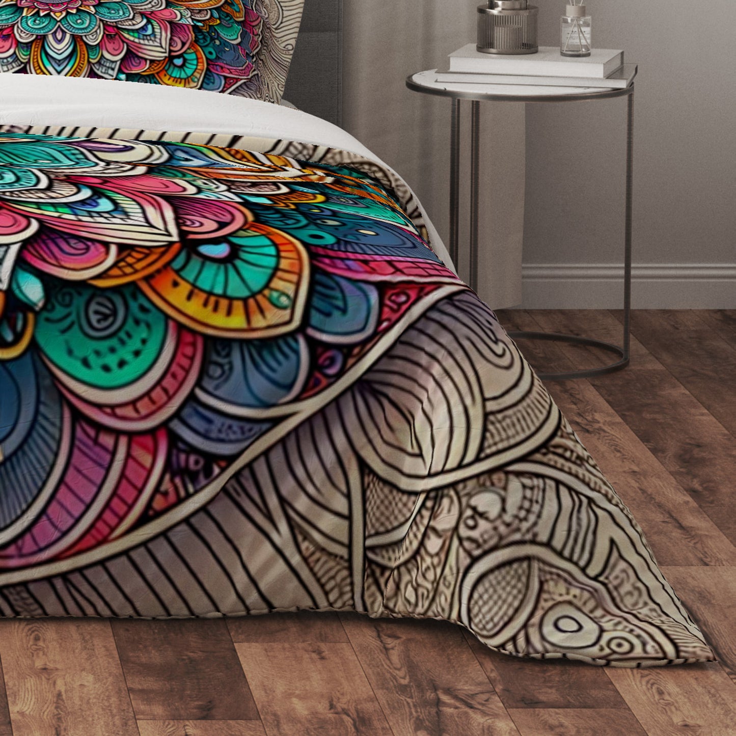 Bohemian Flourish Indian Mandala Reversible Quilt Cover Duvet Cover Set - Adore India