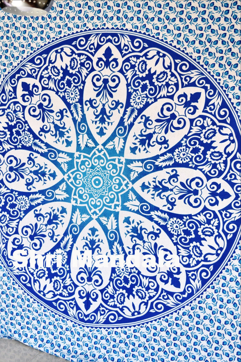 Brahma Blue Ombre Mandala Throw - Adore India