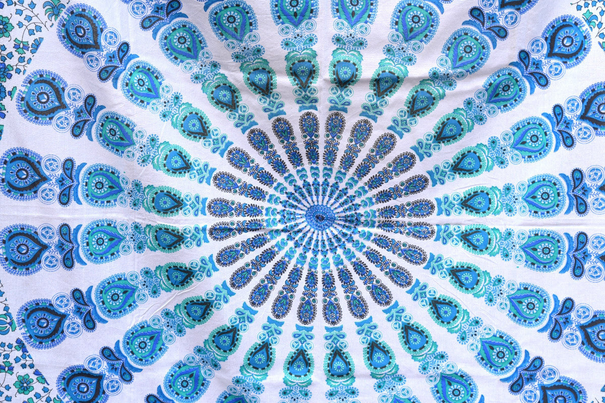 Harmony Lt Blue Mandala Throw - Adore India