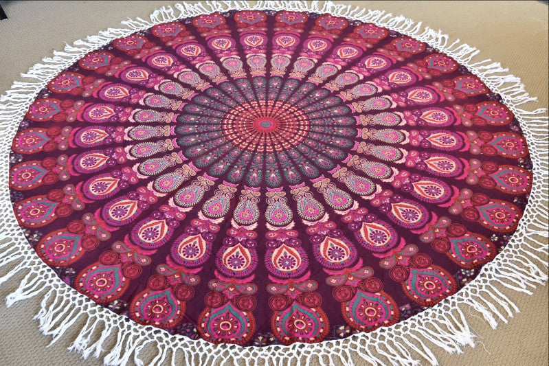 Harmony Purple Mandala Beach Round Throw - Adore India