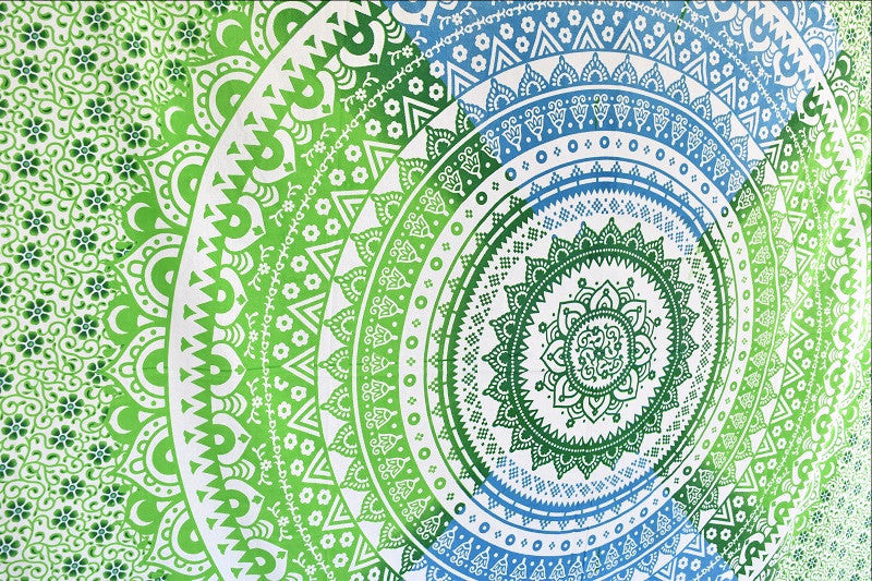 Shri Blue Green Ombre Mandala Throw - Adore India