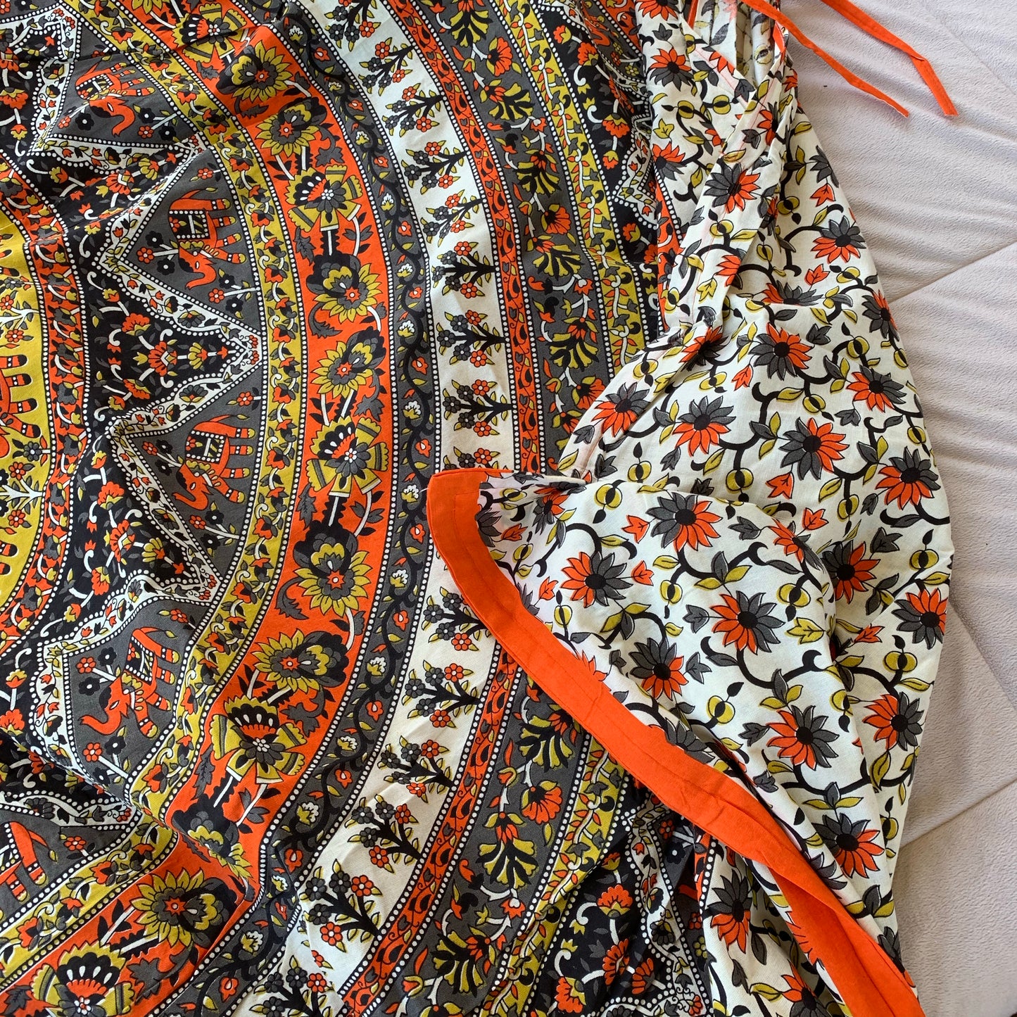 Vibrant Good Luck Orange Mandala Quilt Cover Set - Adore India