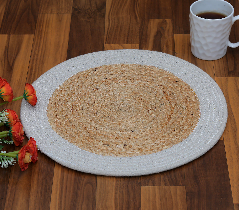 Nathalia Handmade Round Jute Placemats Natural Dining Table Elegance