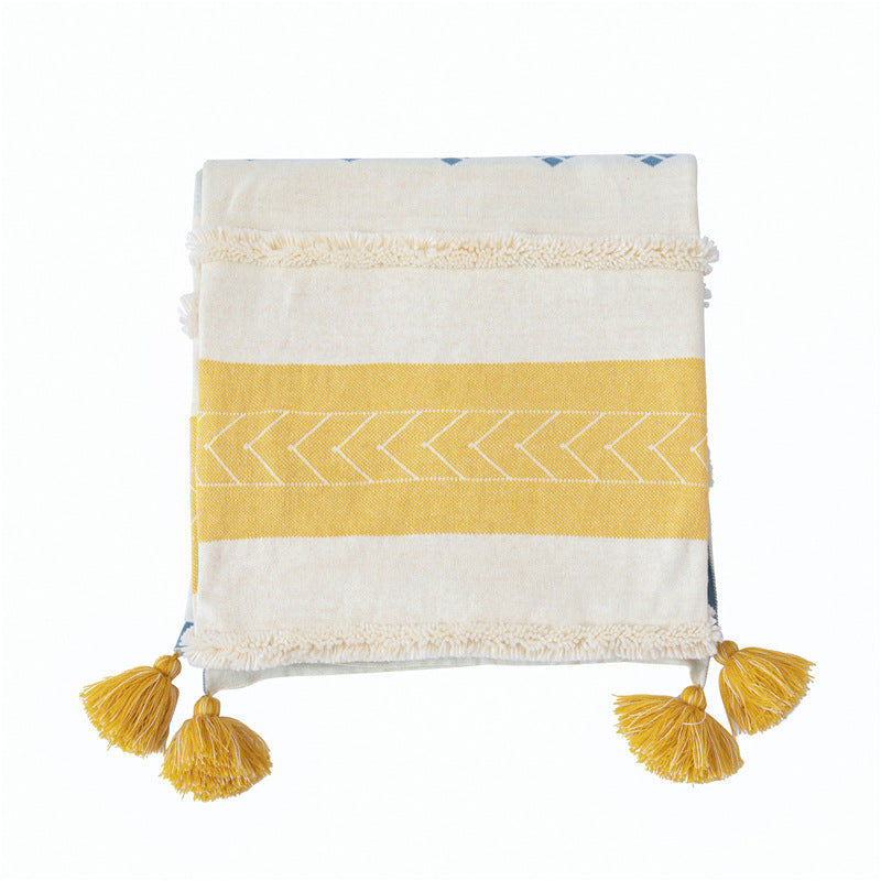 Nordic Minimalistic Solid Colour Blanket Sofa Tassel Throw - Adore India   