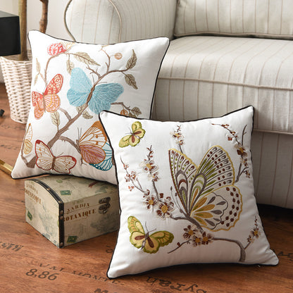 Butterfly Peacock Floral Three-dimensional Embroidery Cushion Cover - Adore India   