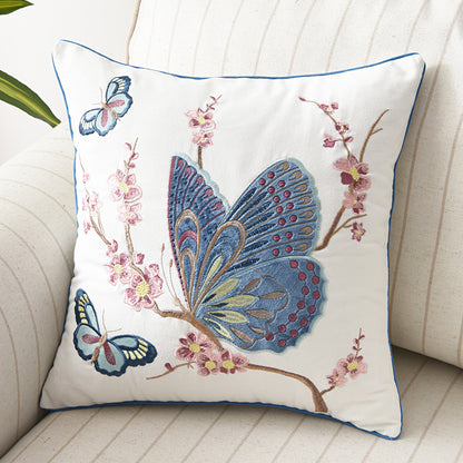 Butterfly Peacock Floral Three-dimensional Embroidery Cushion Cover - Adore India   