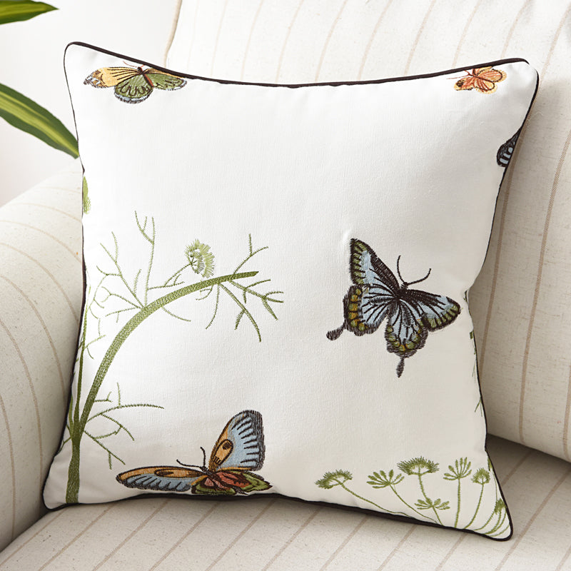 Butterfly Peacock Floral Three-dimensional Embroidery Cushion Cover - Adore India   