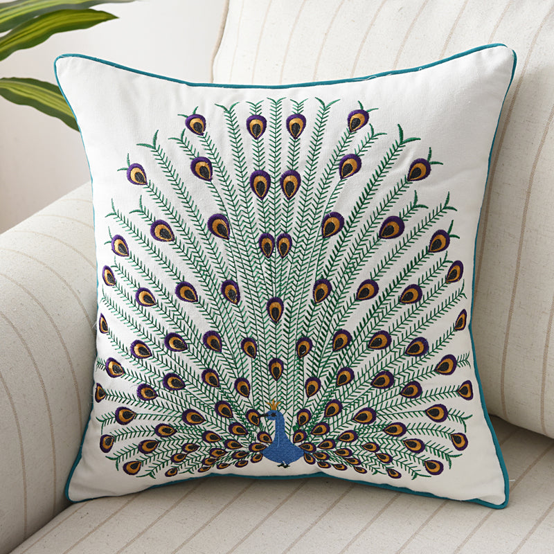 Butterfly Peacock Floral Three-dimensional Embroidery Cushion Cover - Adore India   