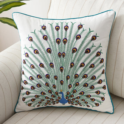 Butterfly Peacock Floral Three-dimensional Embroidery Cushion Cover - Adore India   