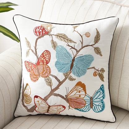 Butterfly Peacock Floral Three-dimensional Embroidery Cushion Cover - Adore India   