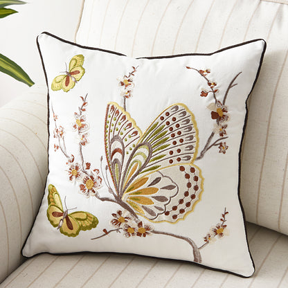 Butterfly Peacock Floral Three-dimensional Embroidery Cushion Cover - Adore India   