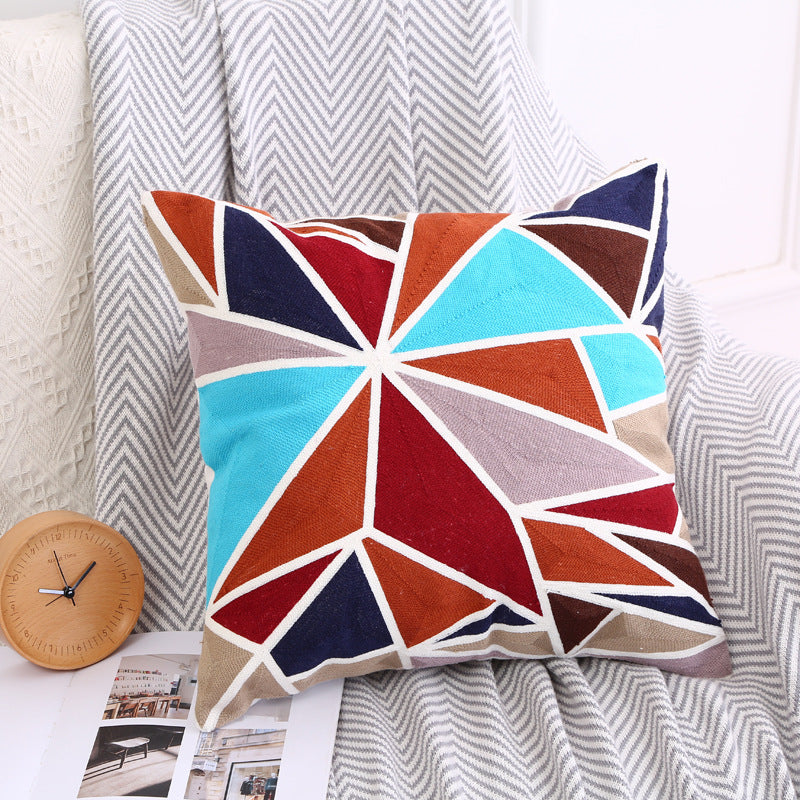 Nordic Bohemian Geometrical Full Embroidered Cushion Cover - Adore India   