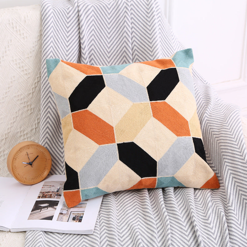 Nordic Bohemian Geometrical Full Embroidered Cushion Cover - Adore India   