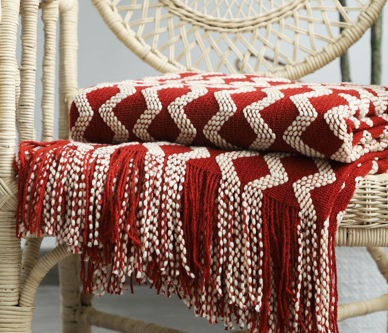 Bohemian Nordic Knitted Decorative Sofa Bed Throw Bedspread - Adore India   