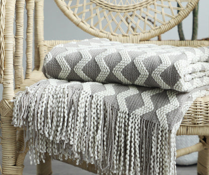 Bohemian Nordic Knitted Decorative Sofa Bed Throw Bedspread - Adore India   