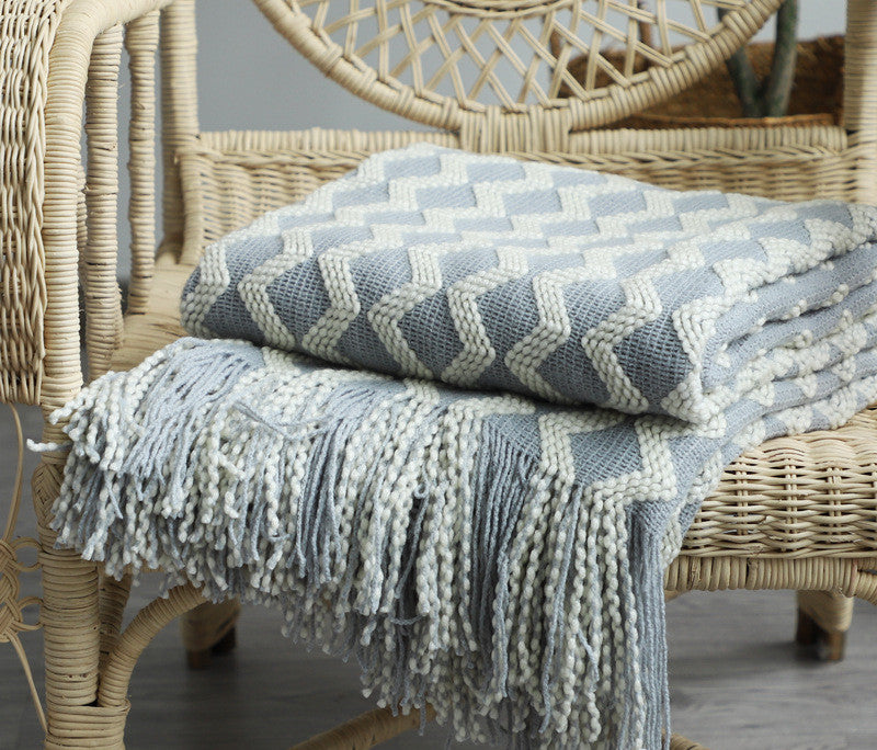 Bohemian Nordic Knitted Decorative Sofa Bed Throw Bedspread - Adore India   