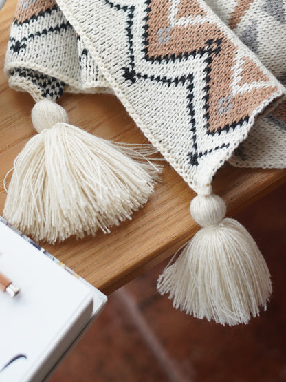 New Bohemian Acrylic Knitted Bohemian Shawl Throw Blanket - Adore India   