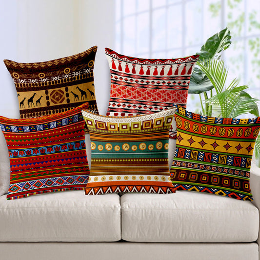 Ethnic Stripe Bohemian Linen Cotton Cushion Cover - Adore India   