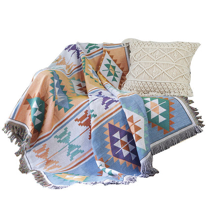 Bohemia Kilim Geometric Knitted Throw Blanket For Beds Sofa - Adore India   