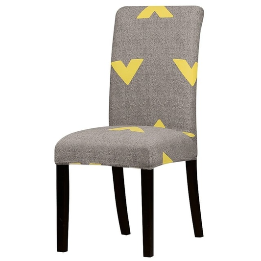 Brown Yellow Geometrical Stretchable Chair Protector Cover - Adore India   