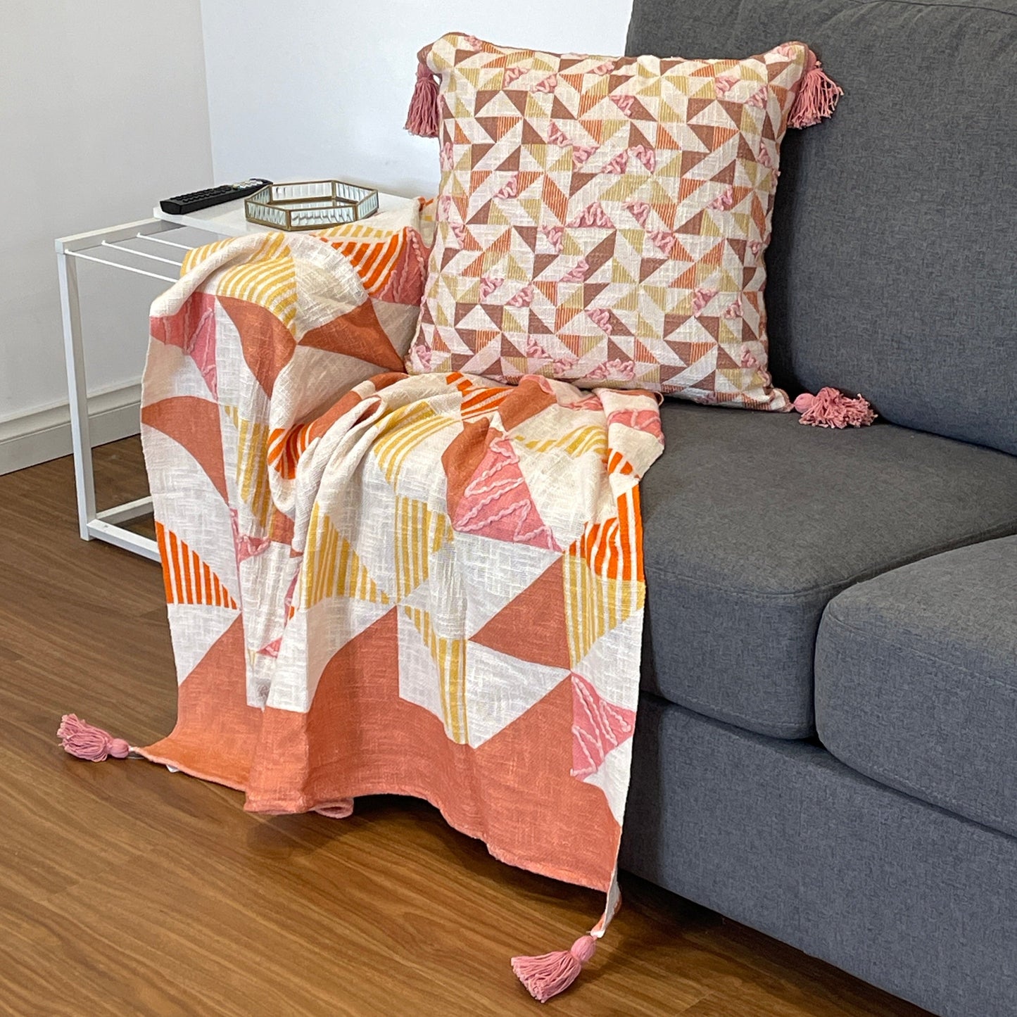 Trendy Geo Bohemian Embroidered Cotton Bedding Cushion Throw