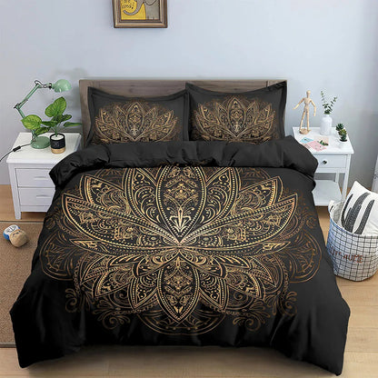 Indian Bohemian Lotus Mandala Quilt Cover Set - Adore India   