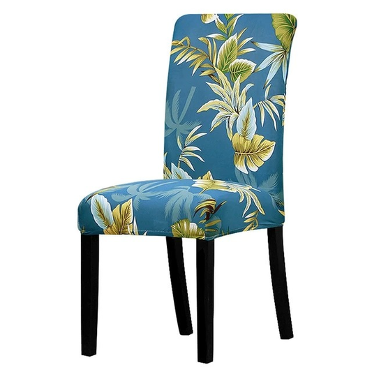 Teal Floral Printed Stretchable Chair Protector Cover - Adore India   