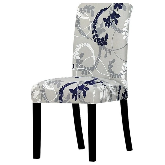 Beige Black Floral Printed Stretchable Chair Protector Cover - Adore India   