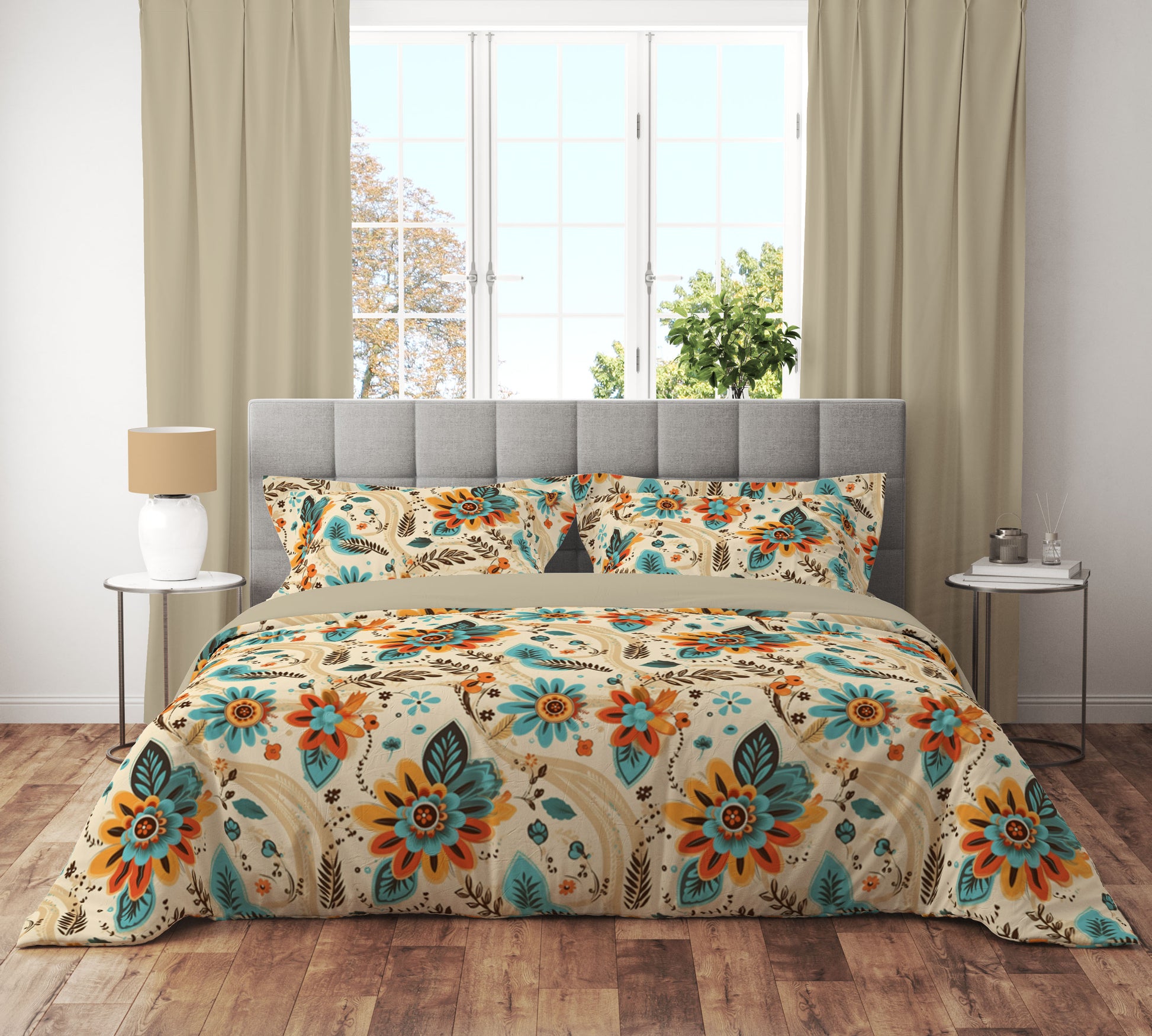 Vintage Boho Daisy Floral Reversible Quilt Cover Set - Adore India   