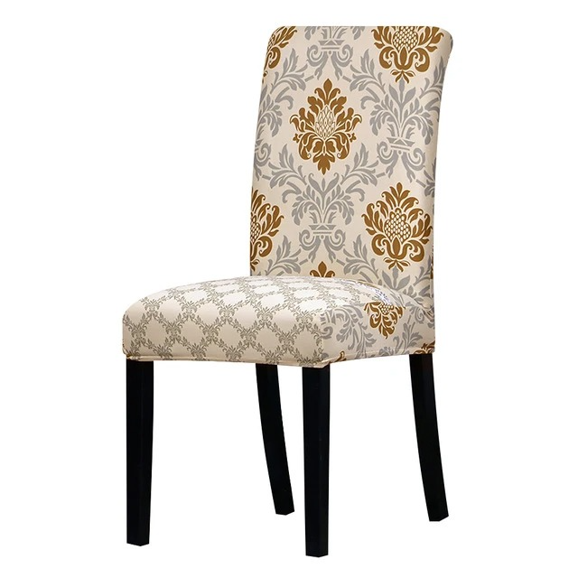 Gold Printed Stretchable Chair Protector Cover - Adore India   