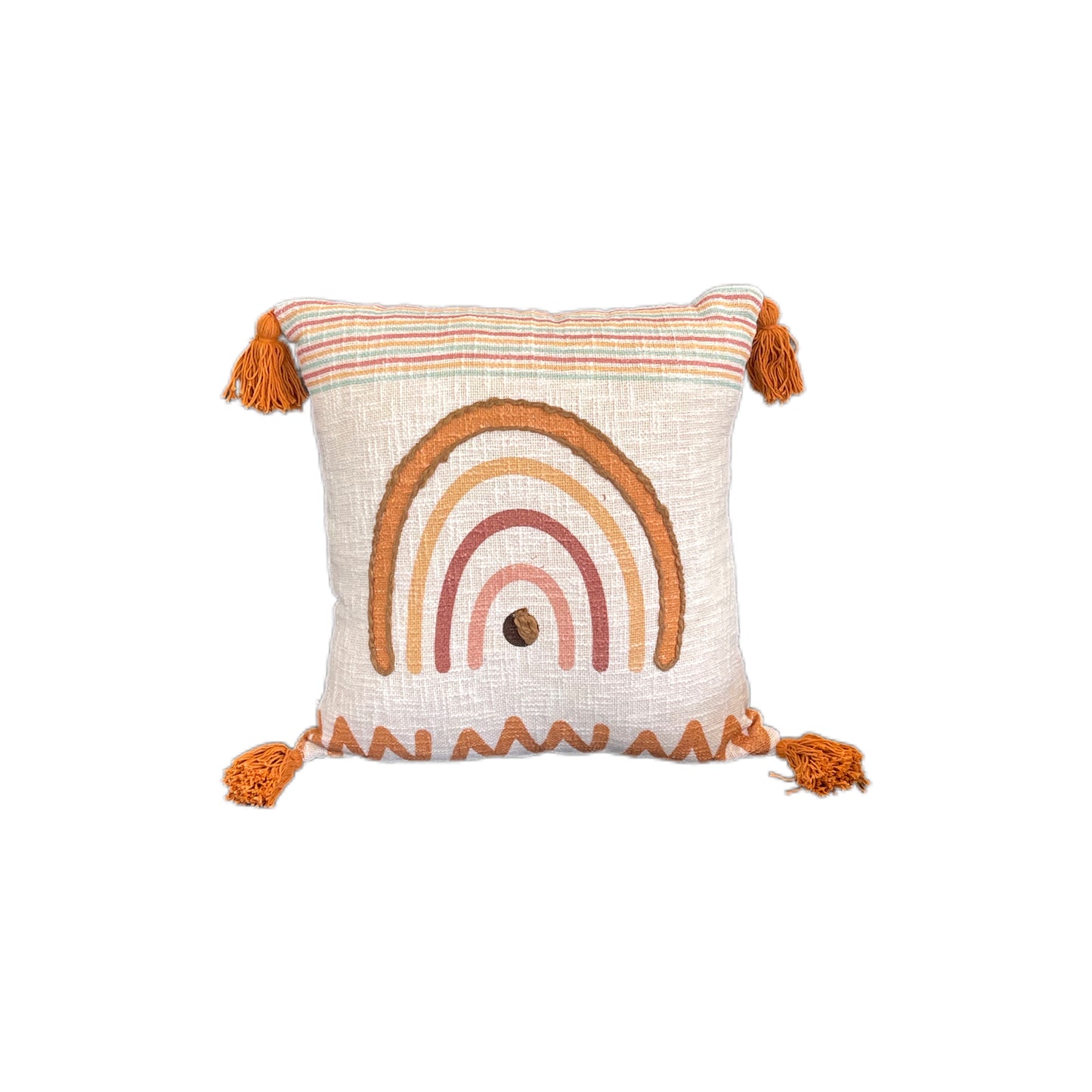 Minimalistic Rainbow Embroidered Cotton Bedding Cushion Throw