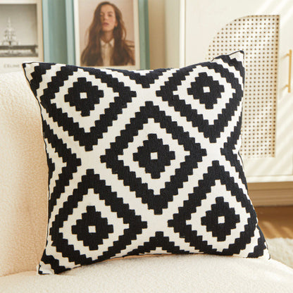 Embroidery Modern Geometrical Living Room Sofa Cushion Cover - Adore India   
