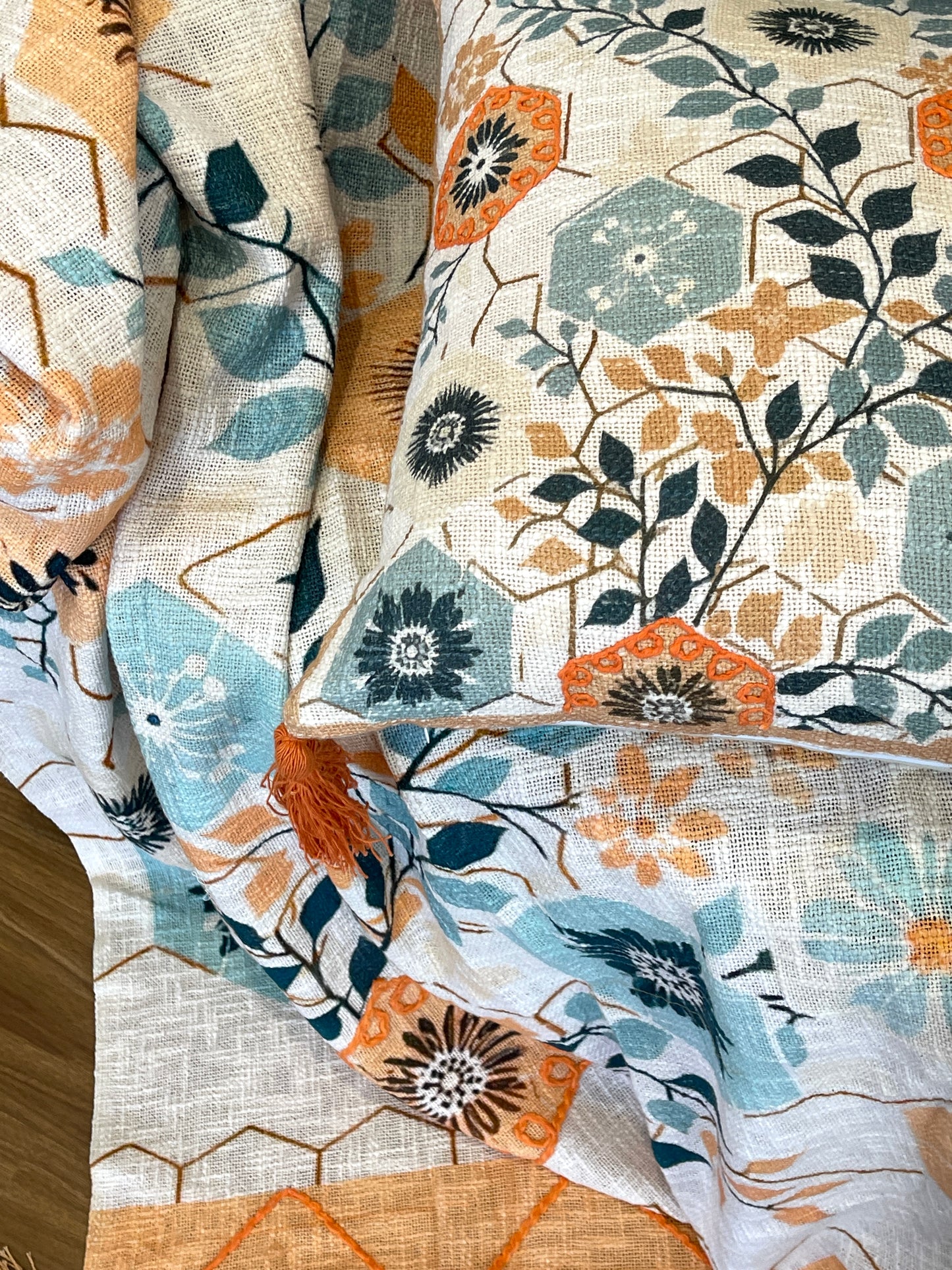 Honeycomb Bohemian Embroidered Cotton Bedding Cushion Throw