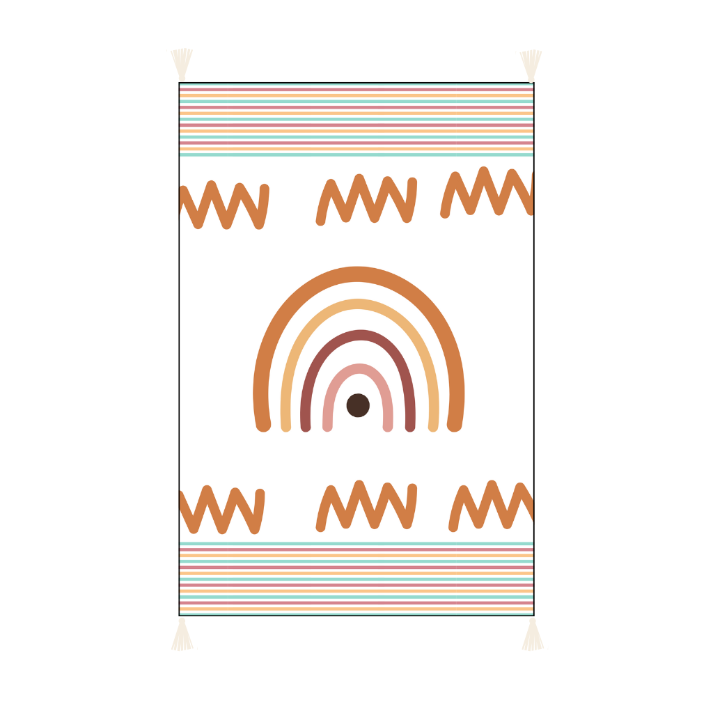 Minimalistic Rainbow Embroidered Cotton Bedding Cushion Throw