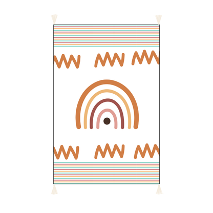 Minimalistic Rainbow Embroidered Cotton Bedding Cushion Throw