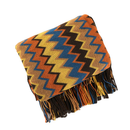 Bohemian Geometrical Zigzag Knitted Blanket Throw - Adore India   