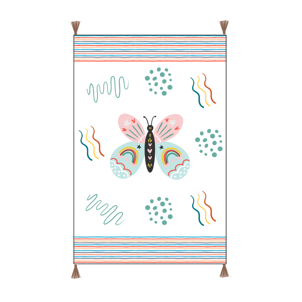 Bohemian Butterfly Printed Embroidered Cotton Bedding Cushion Throw