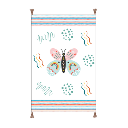 Bohemian Butterfly Printed Embroidered Cotton Bedding Cushion Throw